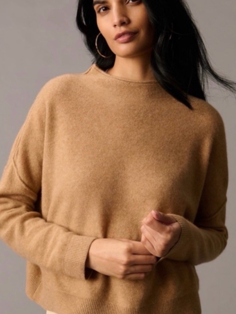 Anthropologie/Pilcro Alani Camel Mock Turtleneck 
Pullover Cashmere Sweater